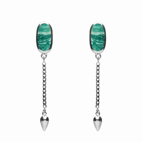 Sterling Silver Amazonite Lineaire Medium Drop Stud Earrings