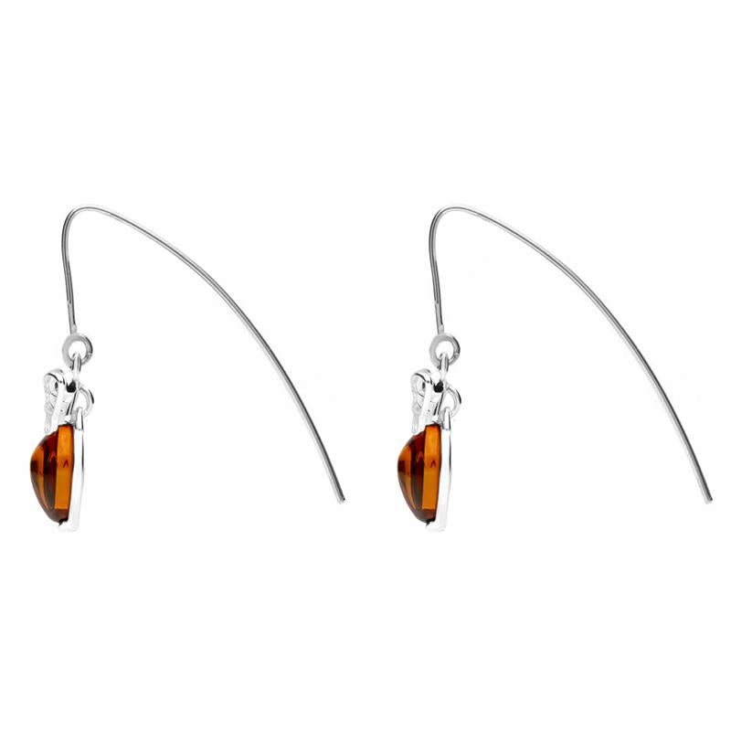 Sterling Silver Amber Bee Small Hook Earrings