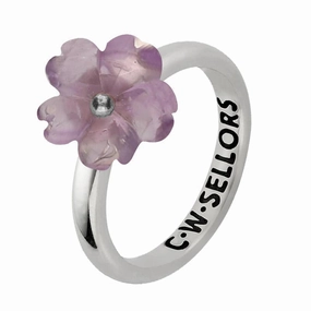 Sterling Silver Amethyst Tuberose 10mm Gypsophila Ring