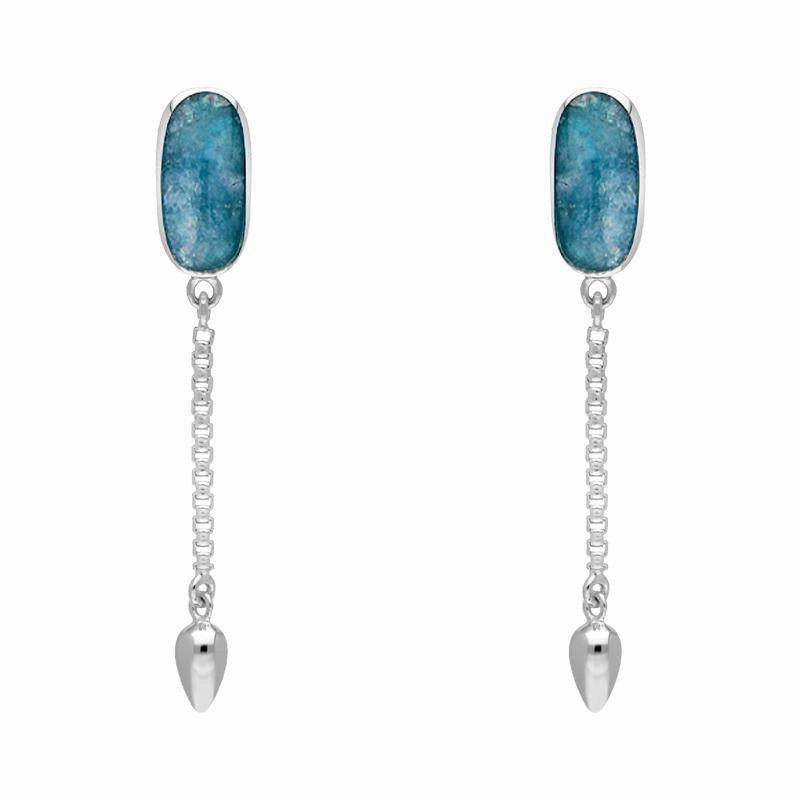 Sterling Silver Aquamarine Lineaire Medium Drop Stud Earrings