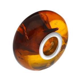 Sterling Silver Baltic Amber Polished Bead Charm