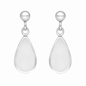 Sterling Silver Bauxite Drinky Tear Shaped Drop Earrings