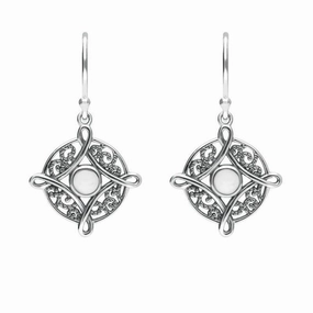 Sterling Silver Bauxite Four Point Cross Drop Earrings