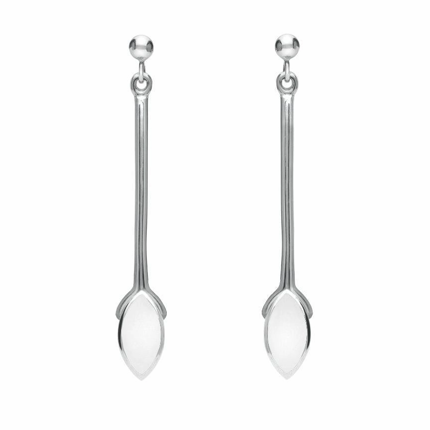 Sterling Silver Bauxite Long Marquise Oval Drop Earrings