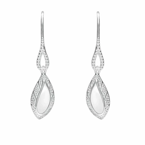 Sterling Silver Bauxite Marquise Beaded Edge Earrings