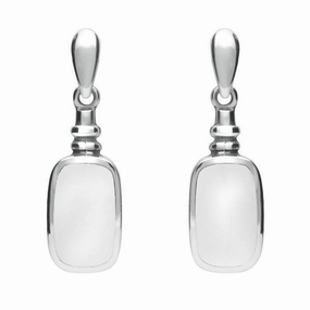 Sterling Silver Bauxite Oblong Bottle Top Drop Earrings