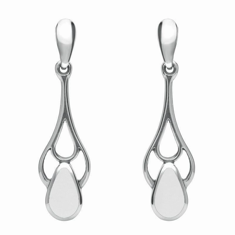 Sterling Silver  Bauxite Pear Spoon Drop Earrings