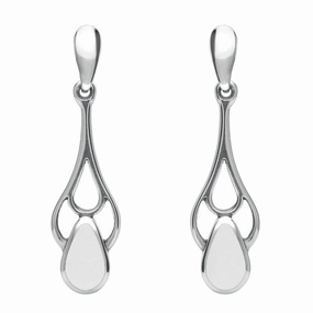 Sterling Silver  Bauxite Pear Spoon Drop Earrings
