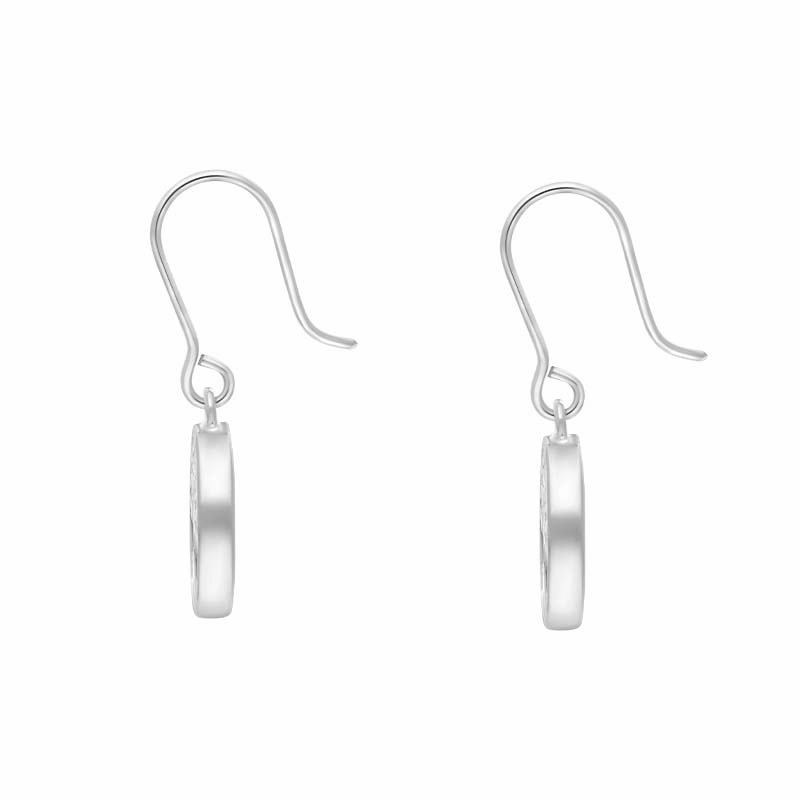 Sterling Silver Bauxite Round Tree of Life Drop Earrings