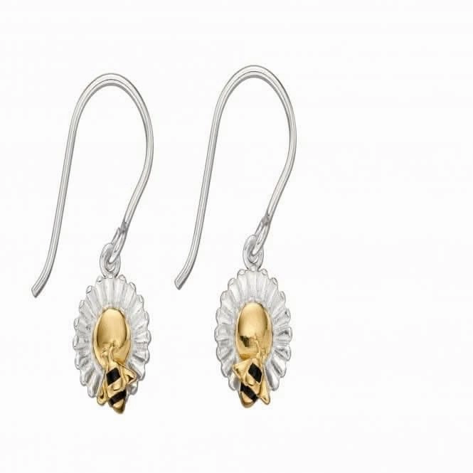 Sterling Silver Bee Flower Drop Earrings E5818