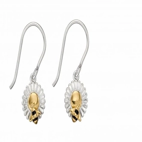 Sterling Silver Bee Flower Drop Earrings E5818
