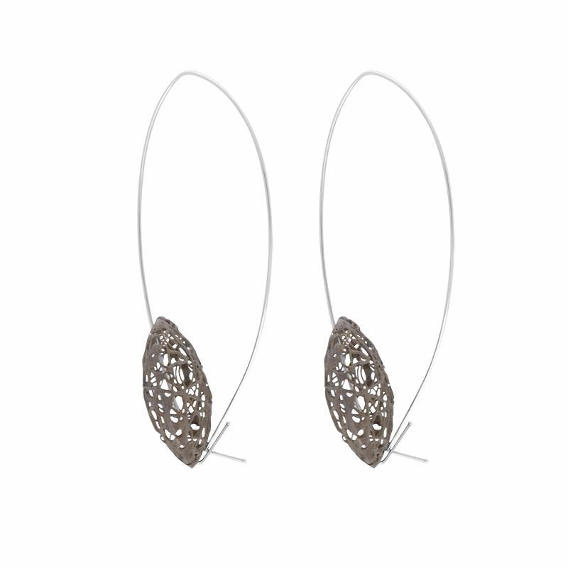 Sterling Silver Black Rhodium Monika Open Disc Drop Earrings D