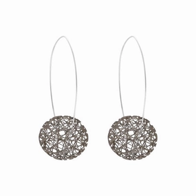 Sterling Silver Black Rhodium Monika Open Disc Drop Earrings D