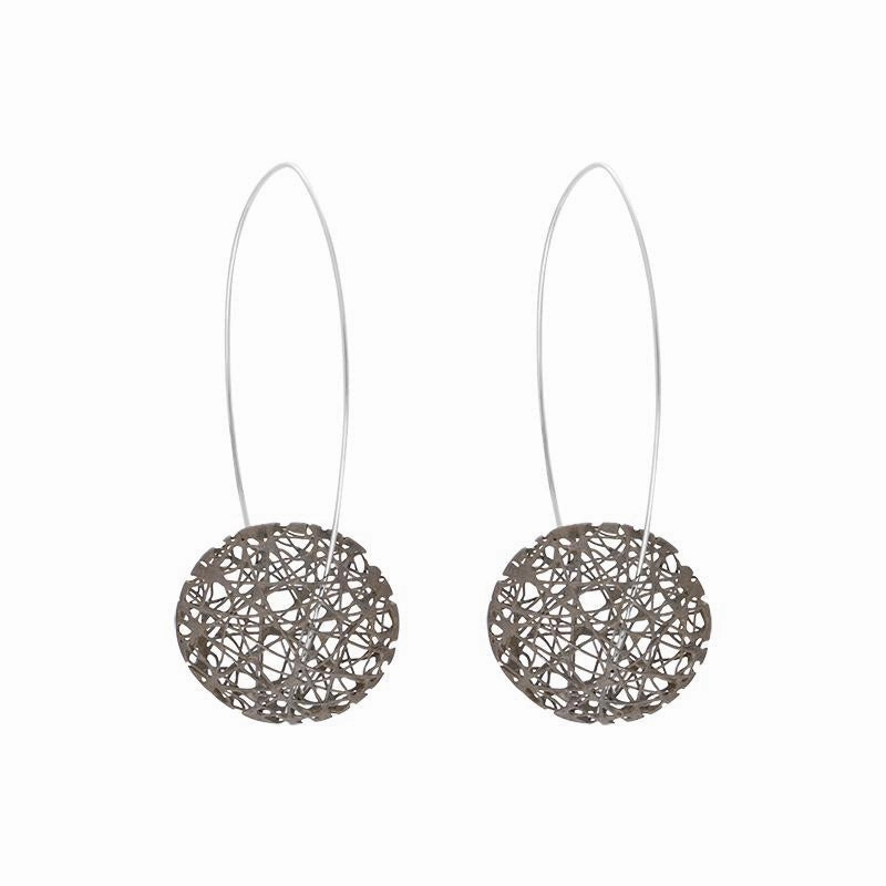 Sterling Silver Black Rhodium Monika Open Disc Drop Earrings D