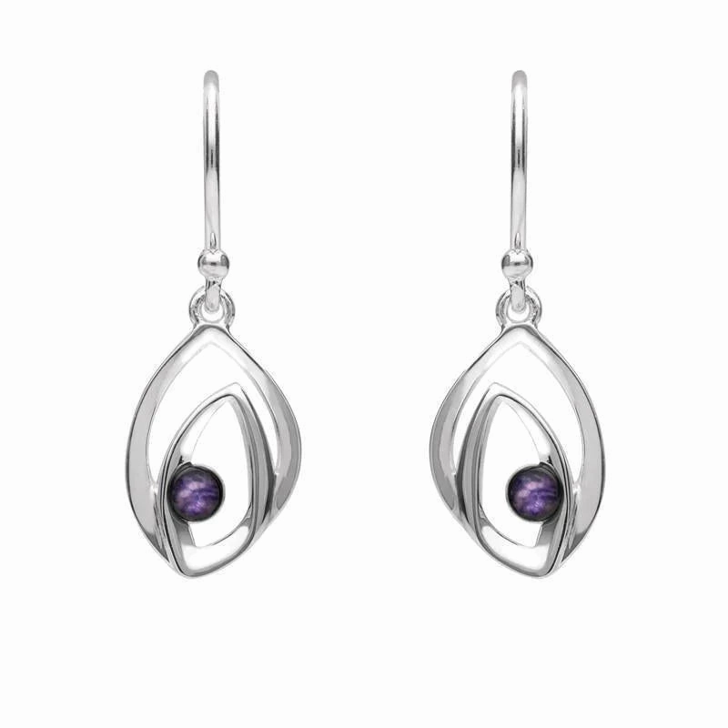 Sterling Silver Blue John Abstract Flame Drop Earrings