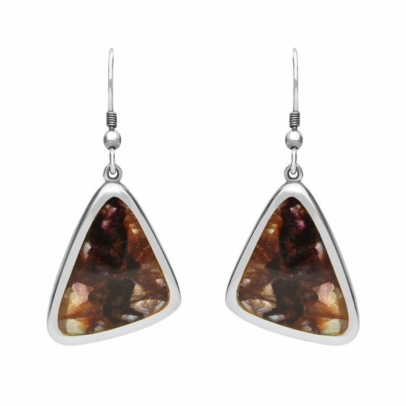 Sterling Silver Blue John Abstract Triangle Hook Drop Earrings