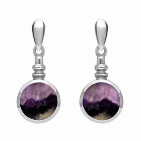 Sterling Silver Blue John Bottle Top Drop Earrings