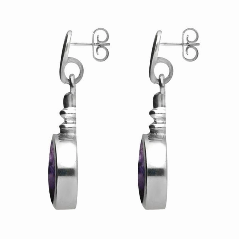 Sterling Silver Blue John Bottle Top Drop Earrings