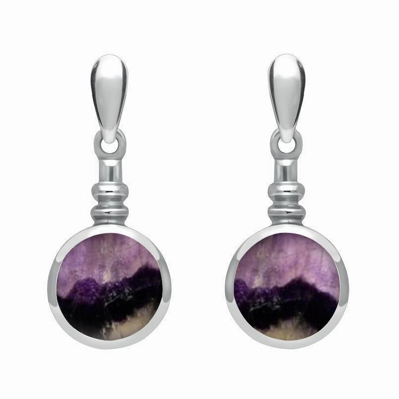Sterling Silver Blue John Bottle Top Drop Earrings