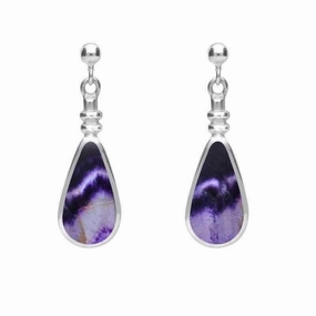 Sterling Silver Blue John Bottle Top Pear Drop Earrings