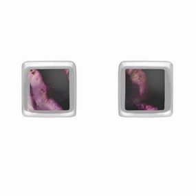 Sterling Silver Blue John Dinky Square Stud Earrings