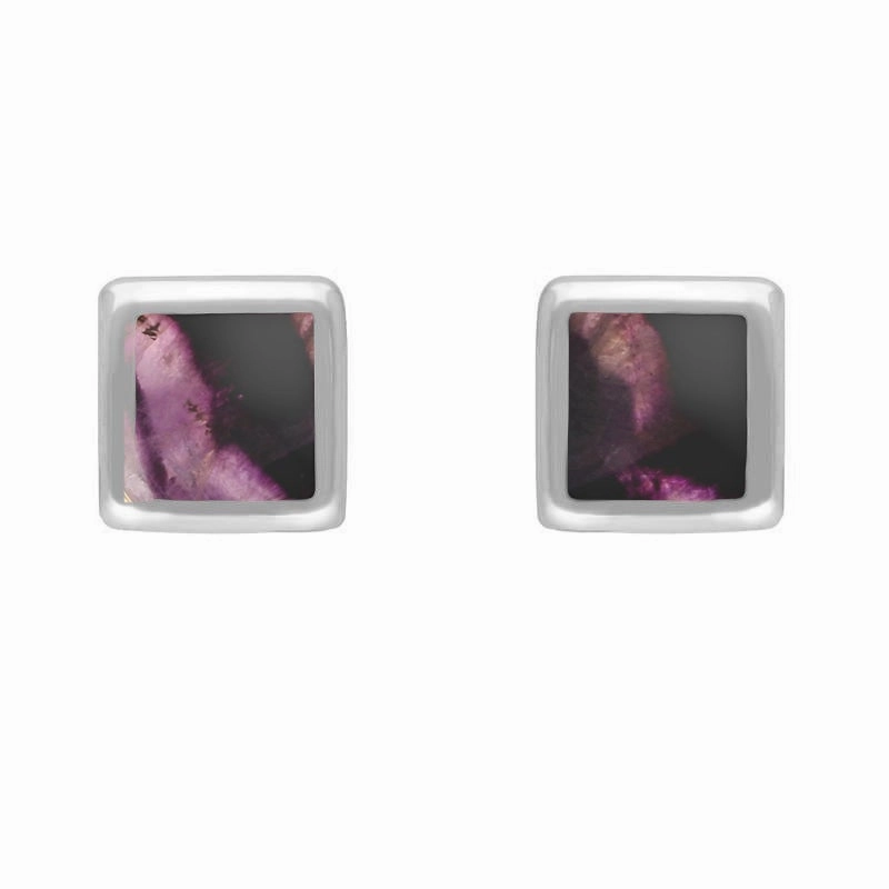 Sterling Silver Blue John Dinky Square Stud Earrings