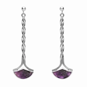 Sterling Silver Blue John Drop Twist Fan Stud Earrings