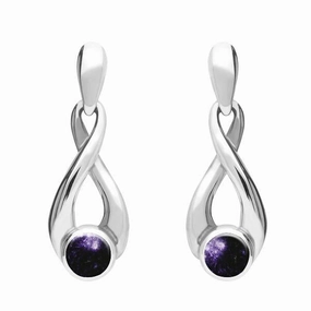 Sterling Silver Blue John Eternity Loop Drop Earrings