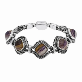 Sterling Silver Blue John Five Cushion Foxtail Bracelet D