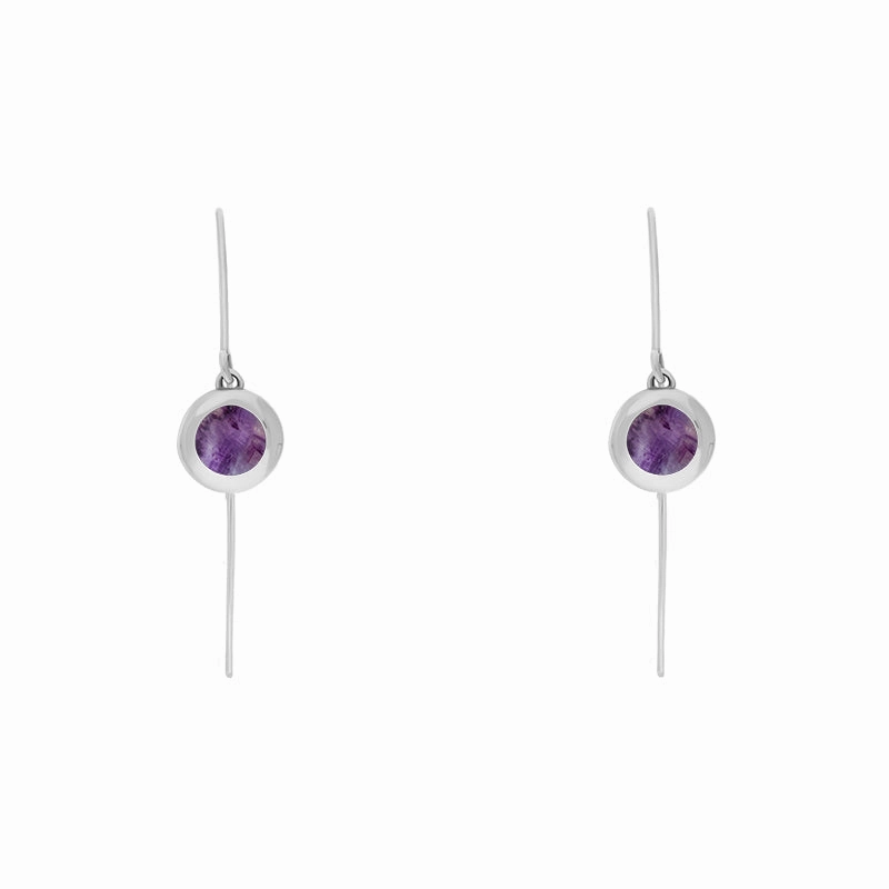 Sterling Silver Blue John Heart Disc Drop Earrings