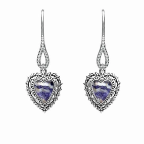 Sterling Silver Blue John Heart Drop Earrings