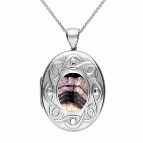 Sterling Silver Blue John Large Celtic Oval Locket