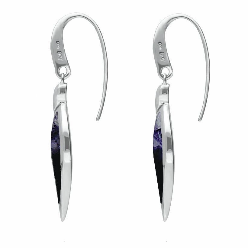 Sterling Silver Blue John  Leaf Hook Drop Earrings