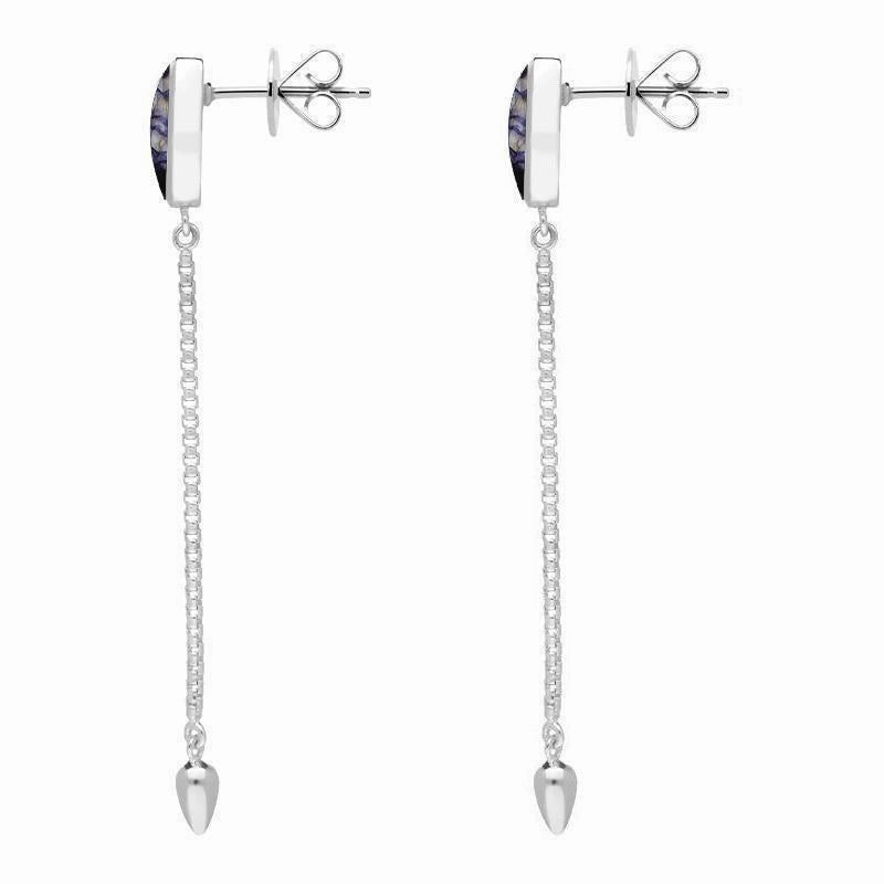 Sterling Silver Blue John Lineaire Long Drop Stud Earrings