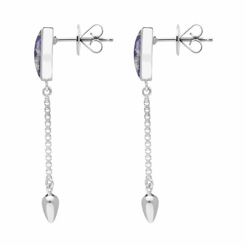 Sterling Silver Blue John Lineaire Medium Drop Stud Earrings
