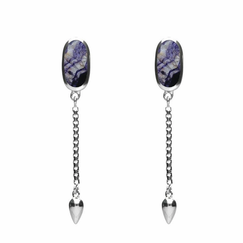 Sterling Silver Blue John Lineaire Medium Drop Stud Earrings