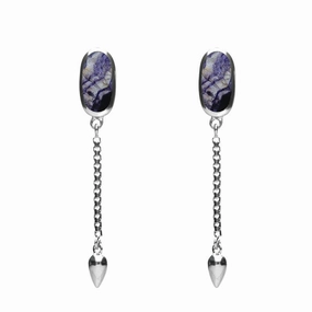 Sterling Silver Blue John Lineaire Medium Drop Stud Earrings