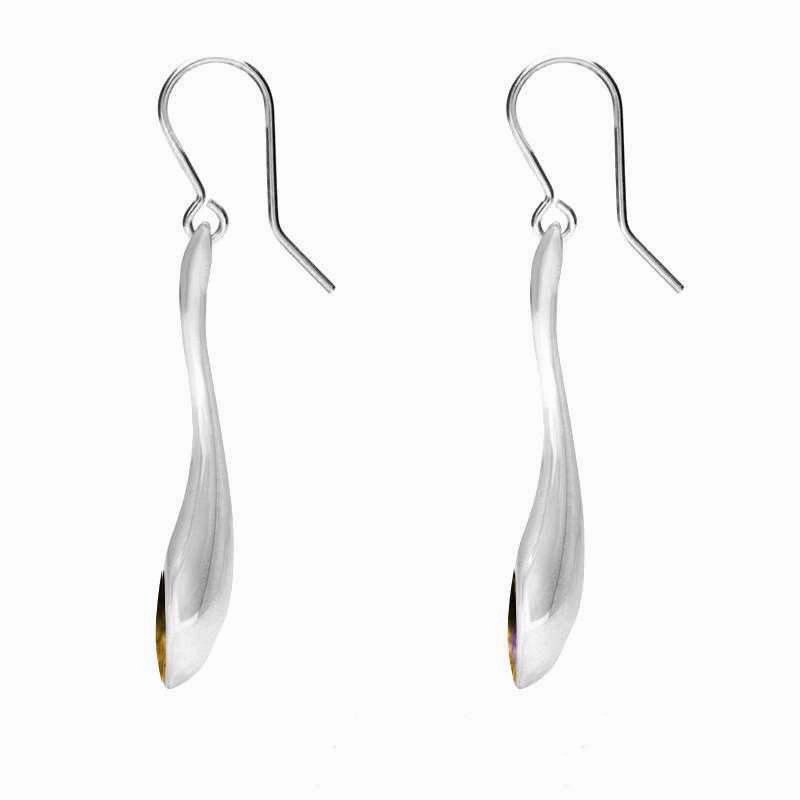 Sterling Silver Blue John Long Tapered Drop Hook Earrings