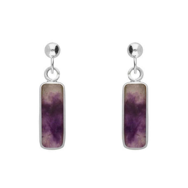 Sterling Silver Blue John Oblong Drop Earrings