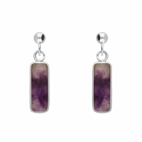 Sterling Silver Blue John Oblong Drop Earrings