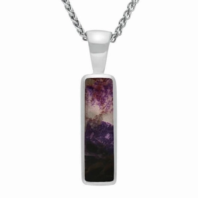 Sterling Silver Blue John Oblong Necklace