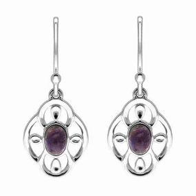 Sterling Silver Blue John Open Flower Drop Earrings