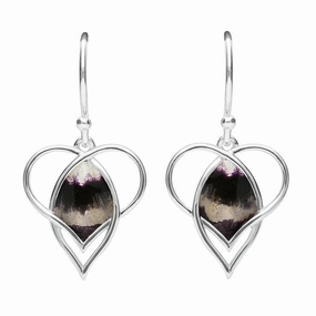 Sterling Silver Blue John Open Heart Twist Drop Earrings