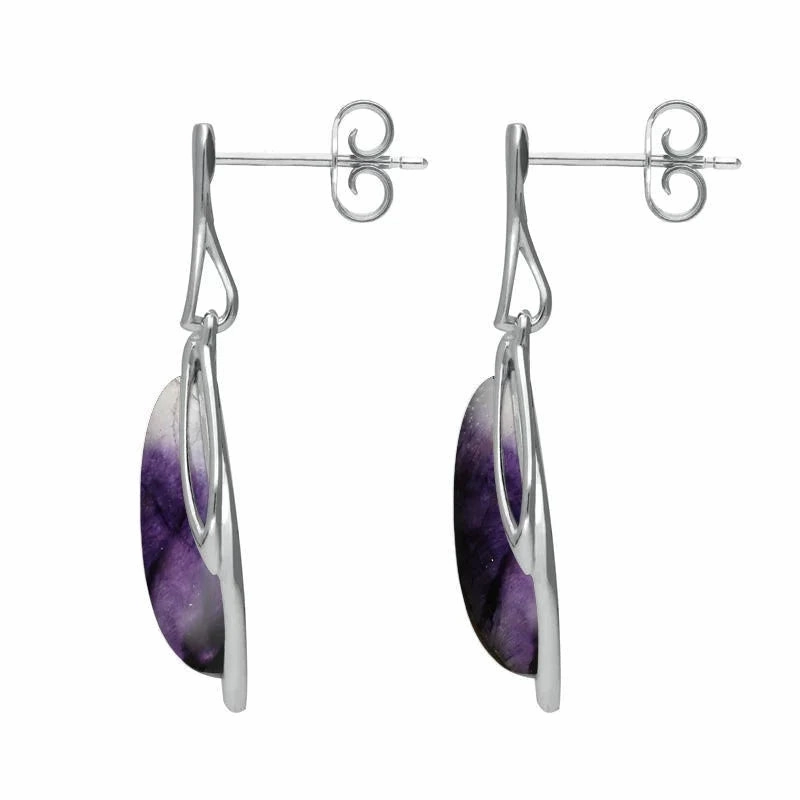 Sterling Silver Blue John Open Marquise Drop Earrings
