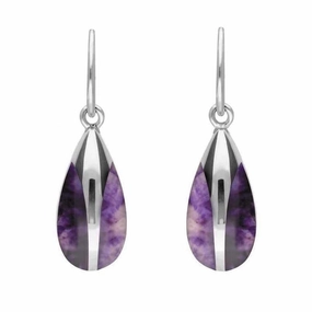 Sterling Silver Blue John Pear Drop Hook Earrings