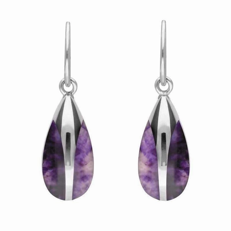 Sterling Silver Blue John Pear Drop Hook Earrings