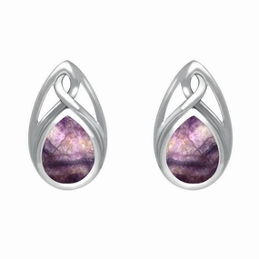 Sterling Silver Blue John Pear Shaped Celtic Stud Earrings