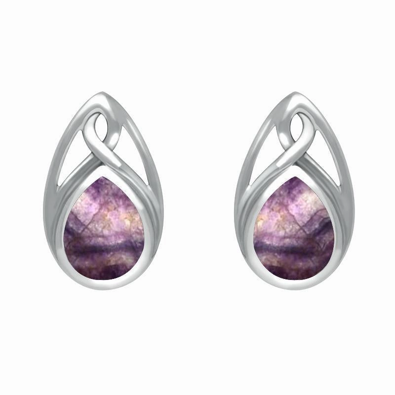 Sterling Silver Blue John Pear Shaped Celtic Stud Earrings