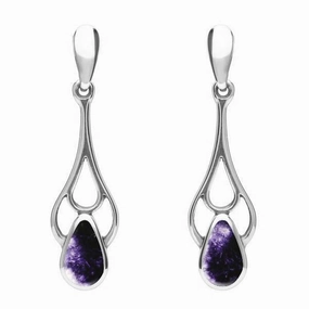 Sterling Silver Blue John Pear Spoon Earrings