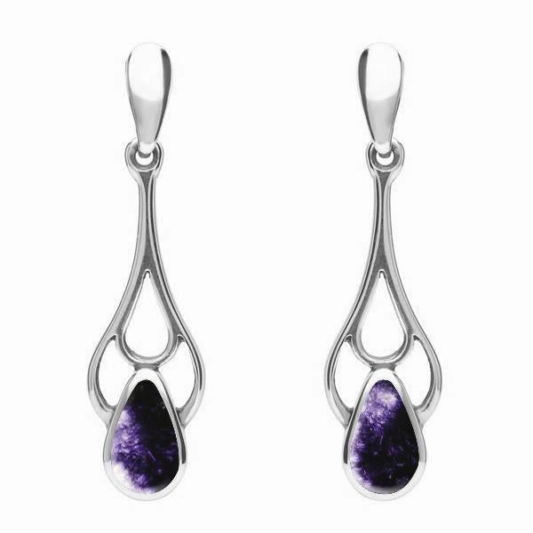 Sterling Silver Blue John Pear Spoon Earrings